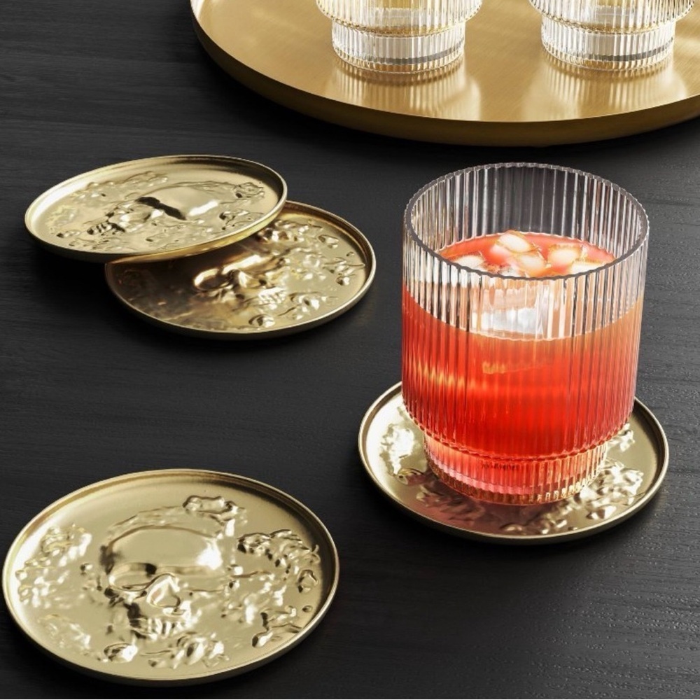 Gold Skull Coasters Set of 4 - Picture 3 of 3